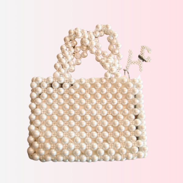 Hand-Beaded White Handbag - Image 3