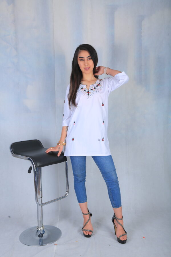 White Cotton Blend Shirt - Image 2