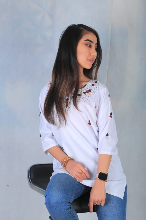 White Cotton Blend Shirt - Image 7