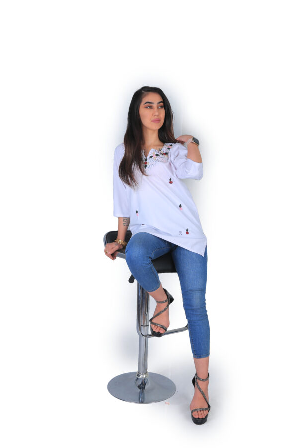 White Cotton Blend Shirt - Image 9