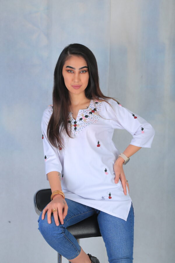 White Cotton Blend Shirt - Image 10