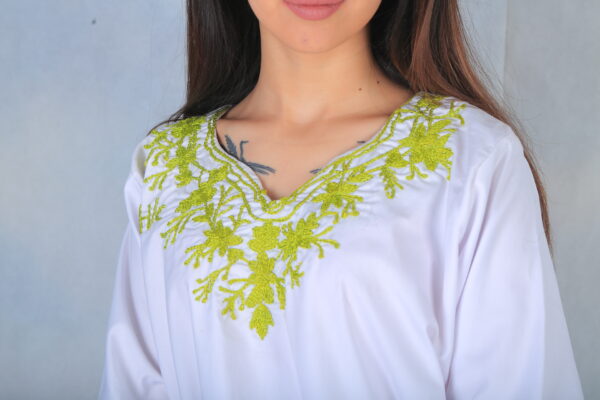 White with Green Embroidery - Image 2