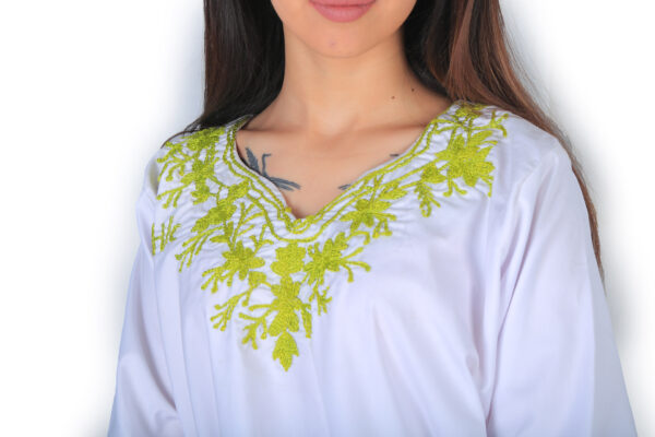 White with Green Embroidery - Image 3