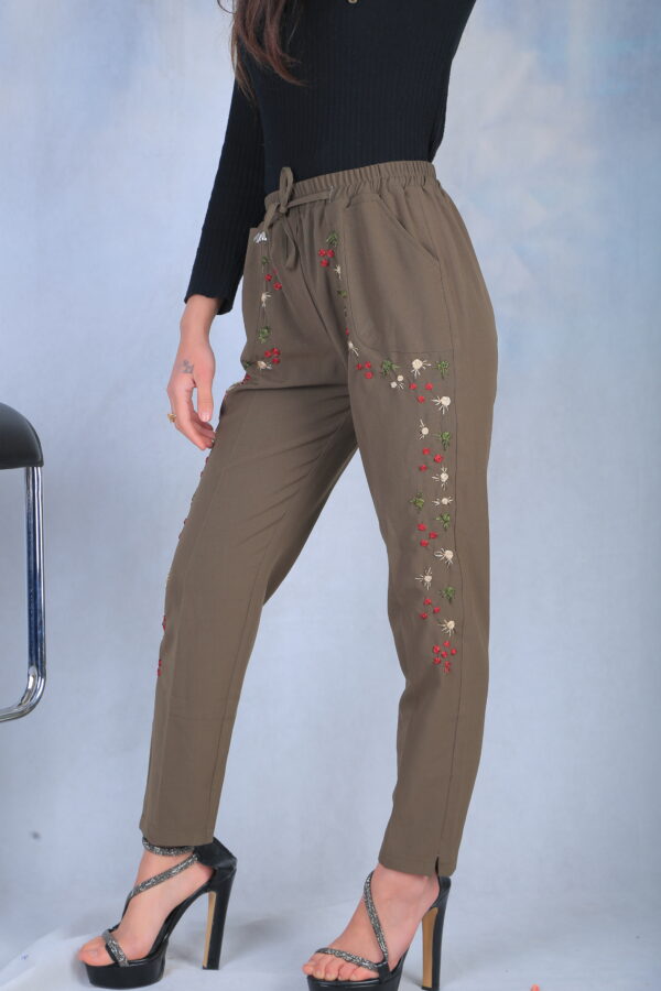 Embroidered Dark Green Pant - Image 2