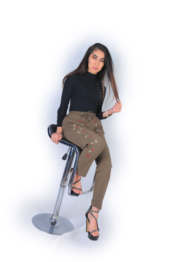 Embroidered Dark Green Pant - Image 9