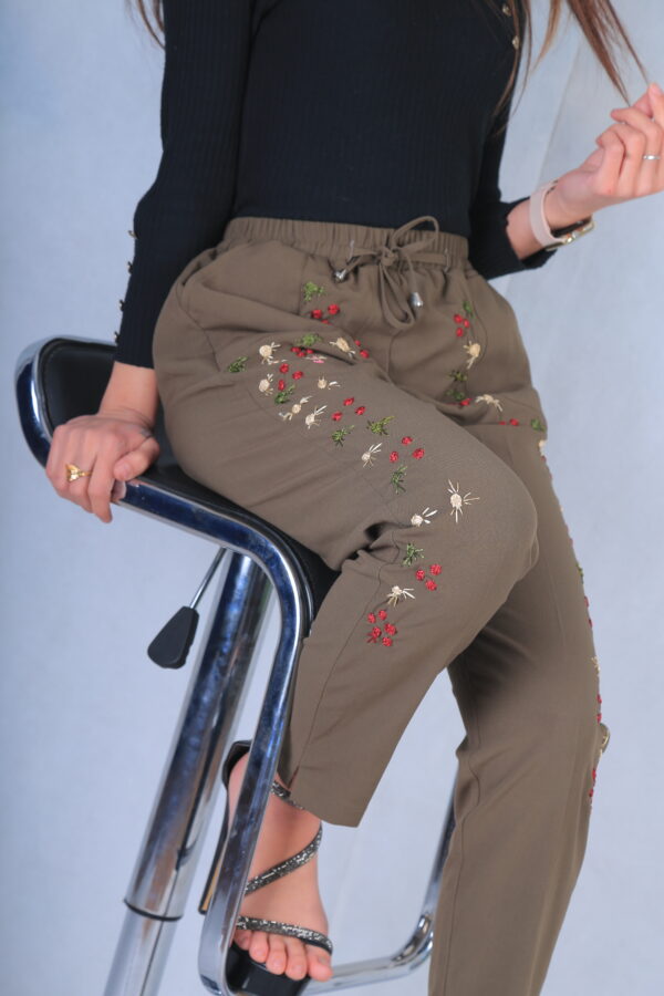 Embroidered Dark Green Pant - Image 10