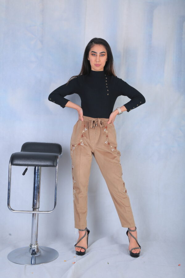 Embroiderd Tan Pant - Image 2