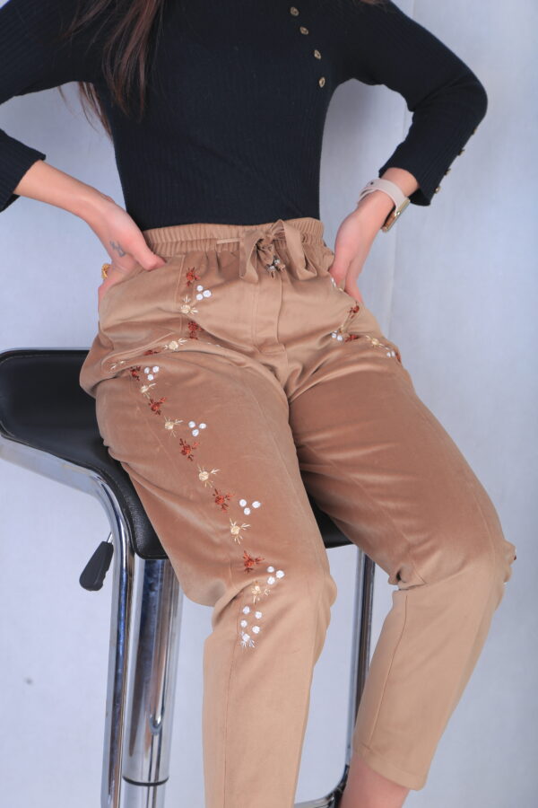 Embroiderd Tan Pant