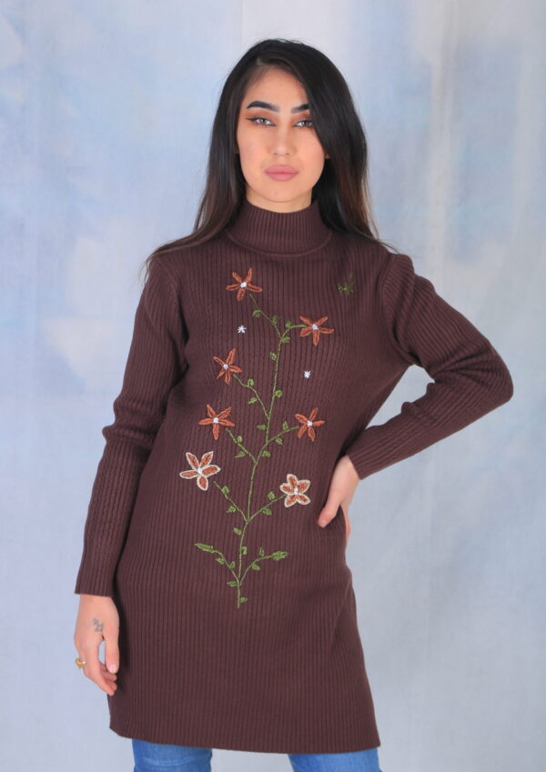 Brown Embroidered Sweater