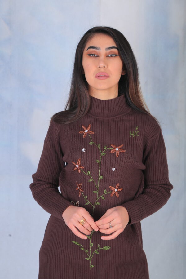 Brown Embroidered Sweater - Image 9