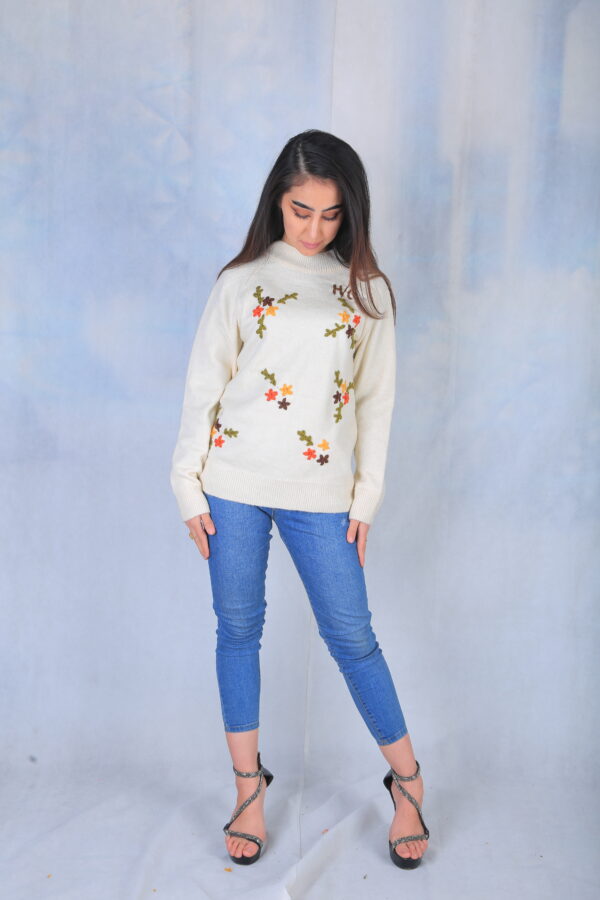 White Embroidered Sweater - Image 7