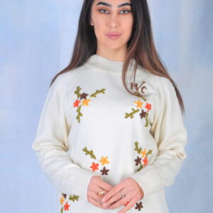 White Embroidered Sweater