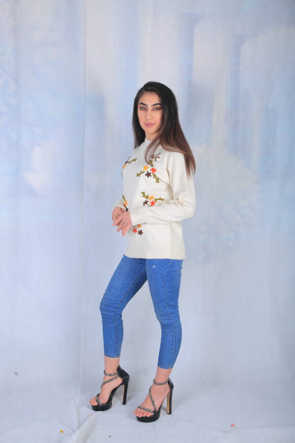 White Embroidered Sweater - Image 4