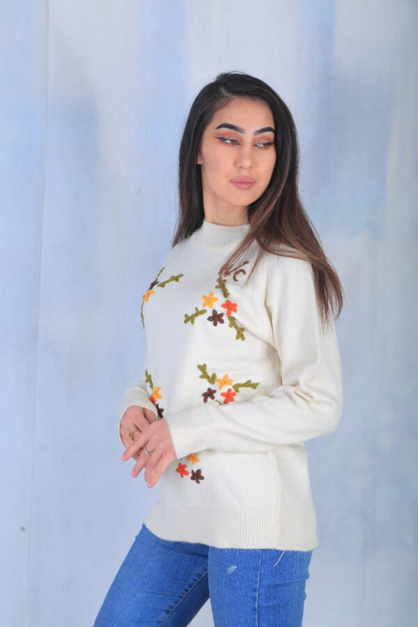 White Embroidered Sweater - Image 3