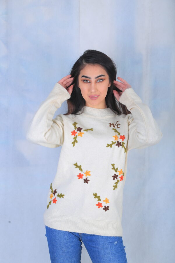 White Embroidered Sweater - Image 2