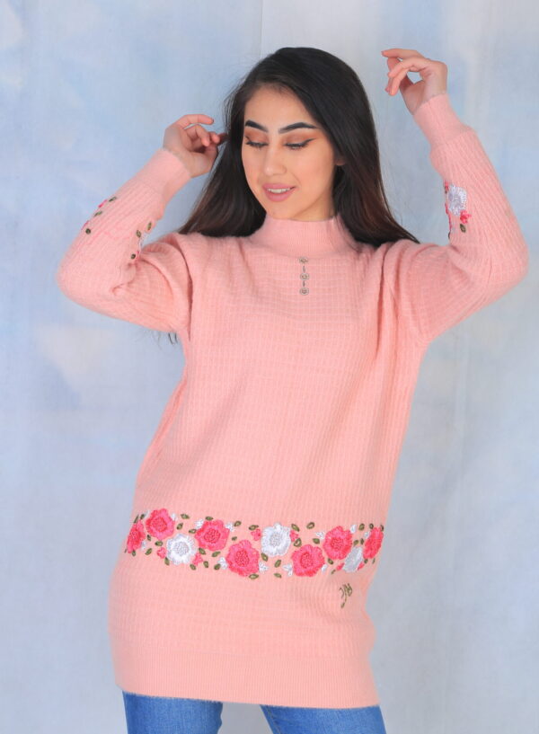 Embroidered Pink Sweater