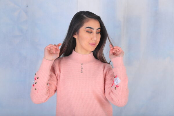 Embroidered Pink Sweater - Image 3