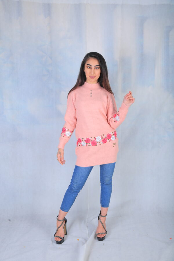 Embroidered Pink Sweater - Image 2