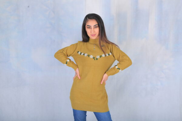 Dark Yellow Embroidered Sweater - Image 5