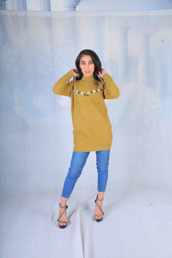 Dark Yellow Embroidered Sweater - Image 8