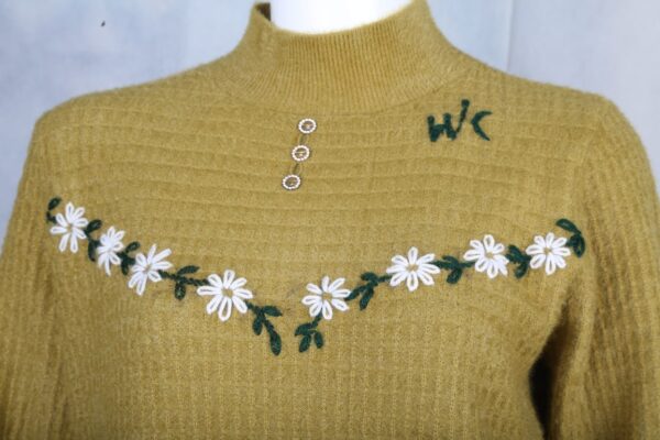 Dark Yellow Embroidered Sweater - Image 6