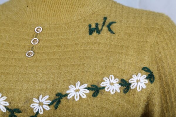 Dark Yellow Embroidered Sweater - Image 4