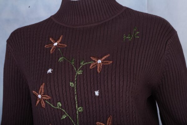 Brown Embroidered Sweater - Image 7