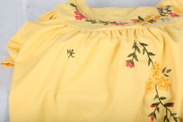 Embroidered Cotton Yellow Dress - Image 12