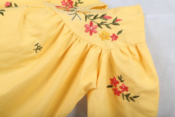 Embroidered Cotton Yellow Dress - Image 21