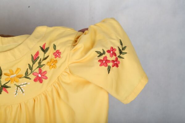 Embroidered Cotton Yellow Dress - Image 19