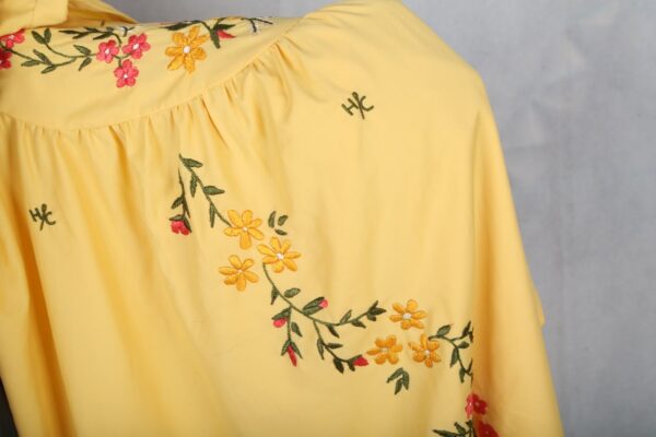 Embroidered Cotton Yellow Dress - Image 18