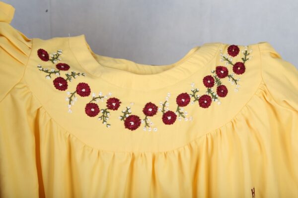 Embroidered Cotton Yellow Dress - Image 16