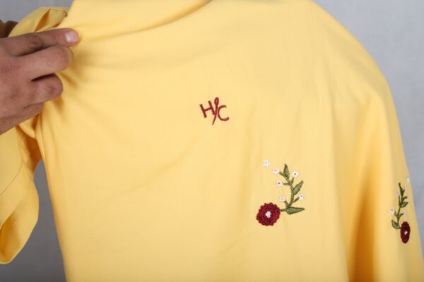 Embroidered Cotton Yellow Dress - Image 17