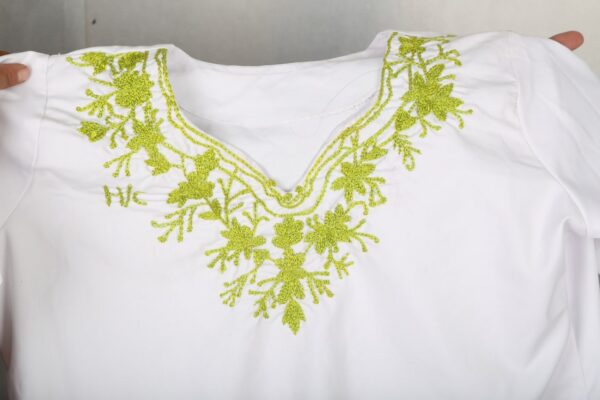 White with Green Embroidery - Image 6