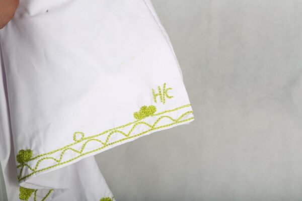 White with Green Embroidery - Image 11