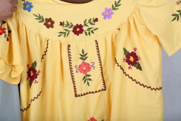 Embroidered Cotton Yellow Dress - Image 15