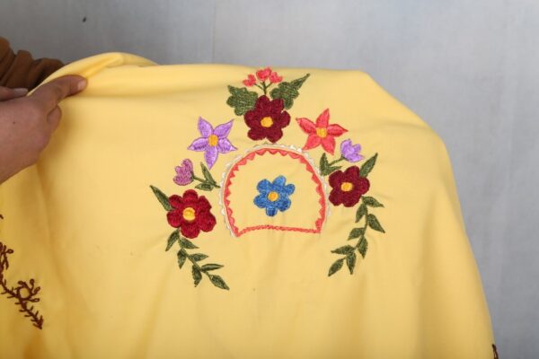 Embroidered Cotton Yellow Dress - Image 14