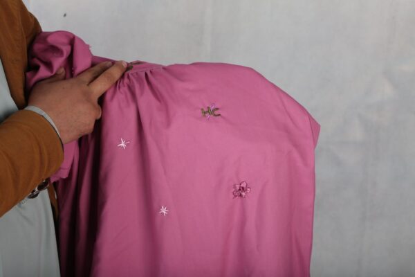 Embroidered Cotton Pink Dress - Image 9