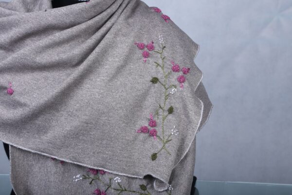 Embroidered Dark Gray Scarf - Image 10