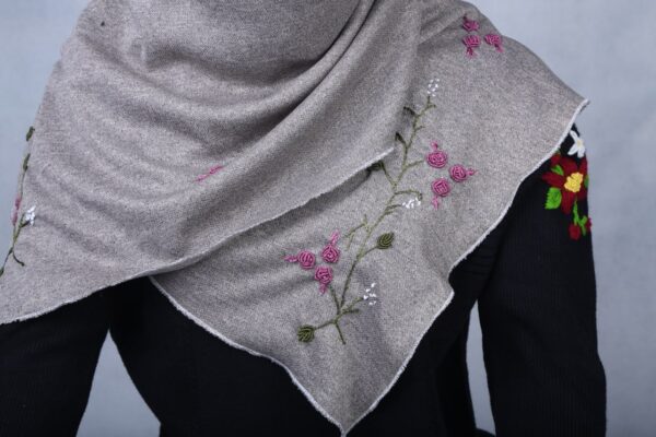 Embroidered Dark Gray Scarf - Image 8