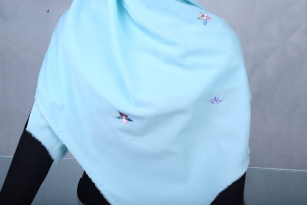 Embroidered Light Blue Scarf - Image 8