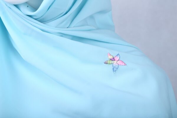 Embroidered Light Blue Scarf - Image 7