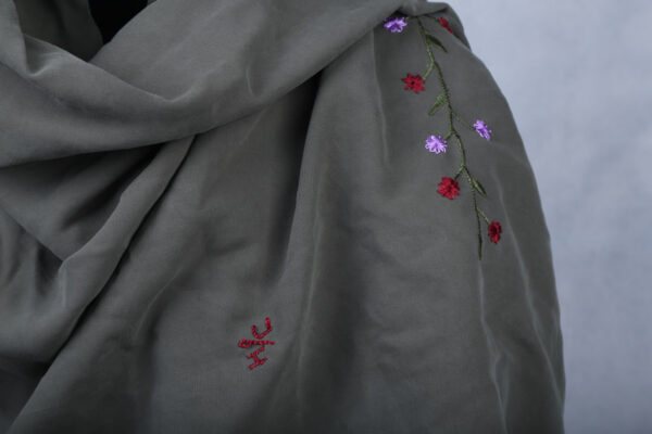 Embroidered Dark Green Scarf - Image 12