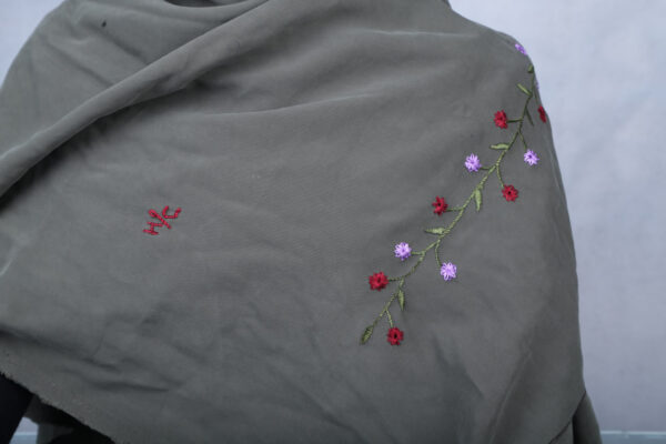 Embroidered Dark Green Scarf - Image 11