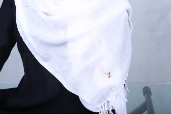 Cashmere White Scarf (White and Dark Gray) - Image 8