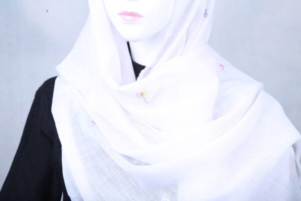 Cashmere White Scarf (White and Dark Gray) - Image 7