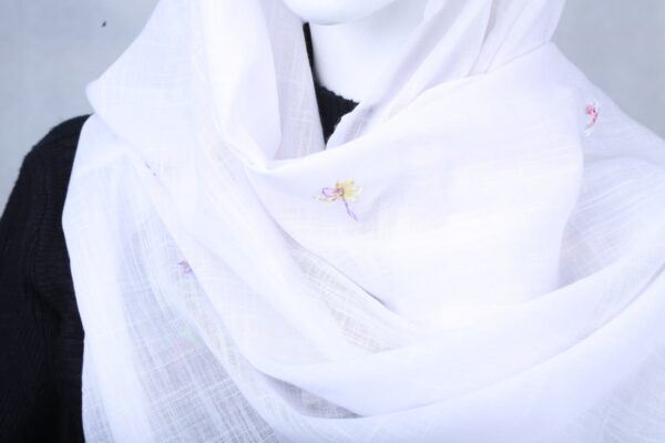 Cashmere White Scarf (White and Dark Gray) - Image 6