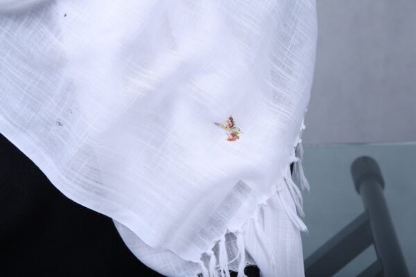 Cashmere White Scarf (White and Dark Gray) - Image 5