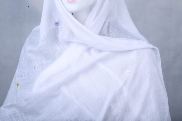 Cashmere White Scarf (White and Dark Gray)