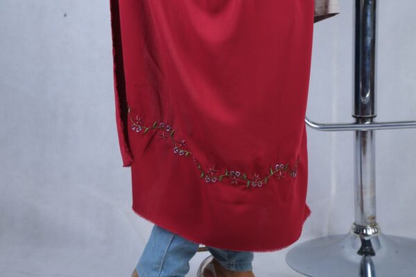 Dark Red Embroidered Scarf - Image 7